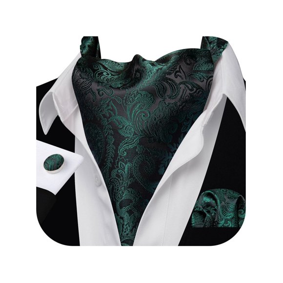 Conjunto de corbatas Barry.Wang Ascot de seda verde oscuro, 126 cm, formal