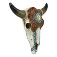 thumbnail image 4 of Western Star Tooled Leather Steer Bison Buffalo Bull Cow Horned Skull Wall Decor, 4 of 7