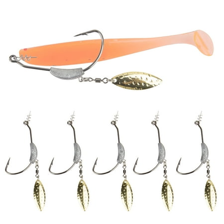 Jig Head Hooks Weighted with Spinner Blades Swimbaits Crank Hooks for Soft Fishing Lures 5PCS