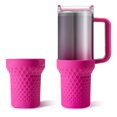thumbnail image 1 of Bota de silicona para Stanley Cup Thxbag, color rosa intenso, neón, 600 ml, 900 ml, 1 of 5