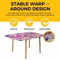 thumbnail image 4 of Farmhouse Flowers Table Cloths for 5 Foot Rectangle Tables, Spring Watercolor Purple Pink Floral Beige Patio Waterproof Elastic Fitted Tablecloths, Washable Rectangular Table Cover for Camping, 4 of 8