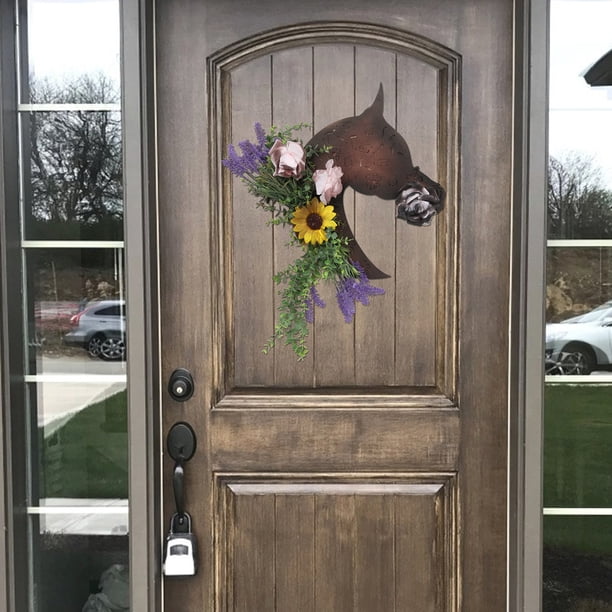 XWSHYW Decoraciones para El Hogar Corona Decorativa de Acción de Gracias con Forma de Caballo de Madera.