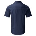 thumbnail image 5 of XDZJLR Chemises pour Hommes Été Hawaii Uni Manches Courtes Double Poche Col Rabattu Boutons Hauts, 5 of 5