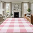 thumbnail image 2 of Light Pink Buffalo Check 8x10 Area Rugs, Farmhouse Plaid Modern Geometric Non-Skid Rubber Backing Large Rectangle Rugs - Living Room Bedroom Home Office, Indoor Floor Mat Carpets Washable Rug, 2 of 9