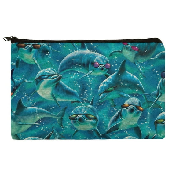 Dolphin Sunglasses Underwater Ocean Diving Pattern Makeup Cosmetic Bag Organizer Pouch