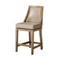 thumbnail image 1 of Open Box Maven Lane Stool, Weathered Oak Finish, Avanti Bone Vegan Leather, 1 of 6