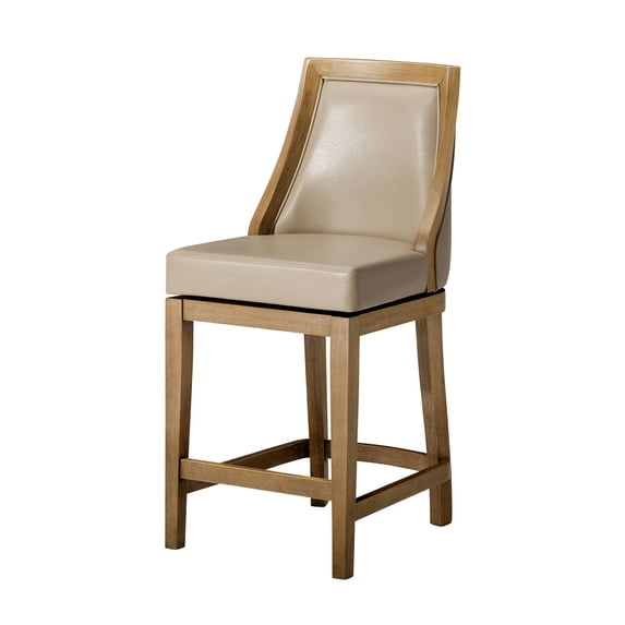Open Box Maven Lane Stool, Weathered Oak Finish, Avanti Bone Vegan Leather