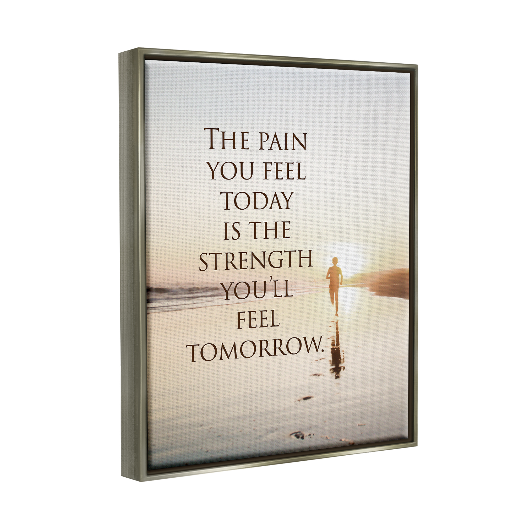 Stupell Industries Pain Becomes Strength Phrase Landscape Painting Gray Floater Framed Canvas Art Print Wall Art, 17 x 21