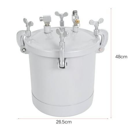 10L Industrial ing er Pot Style Large Capacity High Pressure Air Gun Set With Pressure Gauge Hose, Silver