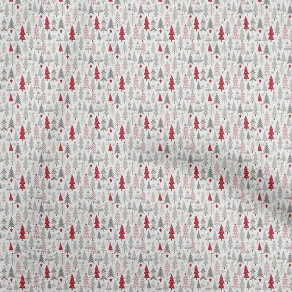 oneOone Polyester Lycra Red Fabric Tree Quilting Supplies Print Sewing Fabric By The Yard 56 Inch Wide
