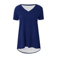 thumbnail image 4 of Summer Basic Tops for Women Casual V-Neck Top Solid Color Short Sleeve Loose T-Shirt, 4 of 5