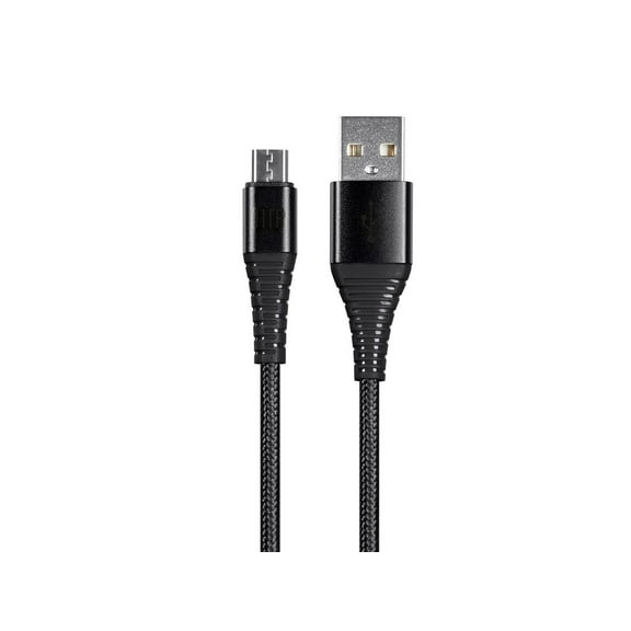 Monoprice USB 2.0 Micro B to Type A Charge & Sync Cable - 6 Feet - Black | Nylon-Braid, Durable, - AtlasFlex Series