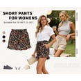 thumbnail image 3 of TEMOFON Summer Shorts for Women Elastic Waist Loose Beach Shorts with Pocket Floral Black Red Ruffle S, 3 of 8