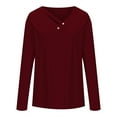 thumbnail image 4 of FamilyThread Womens Long Sleeve V Neck Button Up T Shirts Casual Basic Summer Ribbed Knit Work Solid Color Tops, 4 of 6