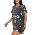 thumbnail image 2 of Wukai I Love Coffee Women's Pajama Set,Short-Sleeve Top and Shorts with Elastic Waistband and Pockets for Loungewear, Yoga, and Casual Wear-X-Large, 2 of 8