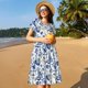 thumbnail image 4 of Balery Blue Paisley Vestidos sueltos de manga corta para mujer, vestidos de verano 2025, vestidos casuales de corte A con vuelo., 4 of 6
