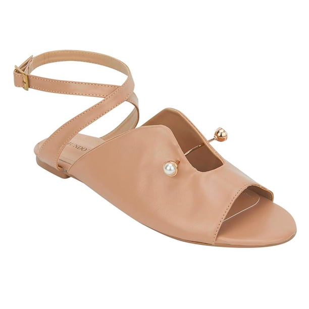 Sandalía color Beige para Dama Mundo Terra Plana con tirtas