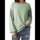thumbnail image 3 of Sudadera Informal de Gran Tamaño para Mujer, Cuello Redondo, Bloques de Color, Holgada, Tipo Jersey. Verde M, 3 of 8