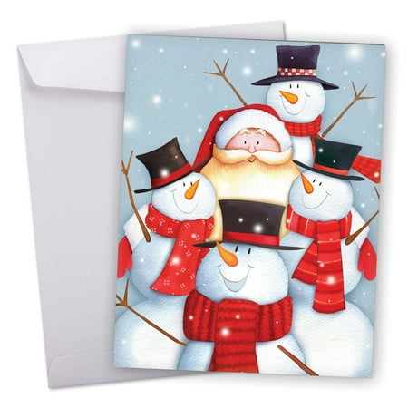 J6738HXSG Extra Large Merry Christmas Greeting Card: 'Santa Selfies' Featuring Santa and His North Pole Snowman Friends in a Selfie Greeting Card with Envelope by The Best Card (Christmas Card Sayings For Best Friends)