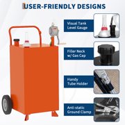 40 Gallon Fuel Caddy with Manual Transfer Pump – Portable Gasoline & Diesel Storage Tank for Cars, Mowers, ATVs, Boats(Orange)