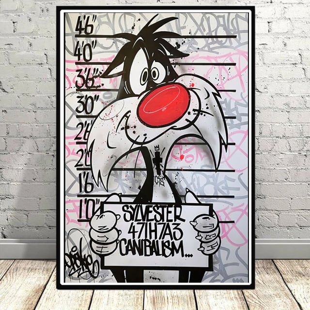 Disney Cartoon Characters Canvas Poster Graffiti Mickey Mouse Donald Duck Home Room Decor Wall Art Painting Mural Print Pictures20X30cm Unframed Gao Jinjia LED