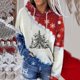 thumbnail image 3 of Sudadera de terciopelo Con cremallera Gibobby Manga larga Con capucha estampado navideño para mujer Blanco S, 3 of 5