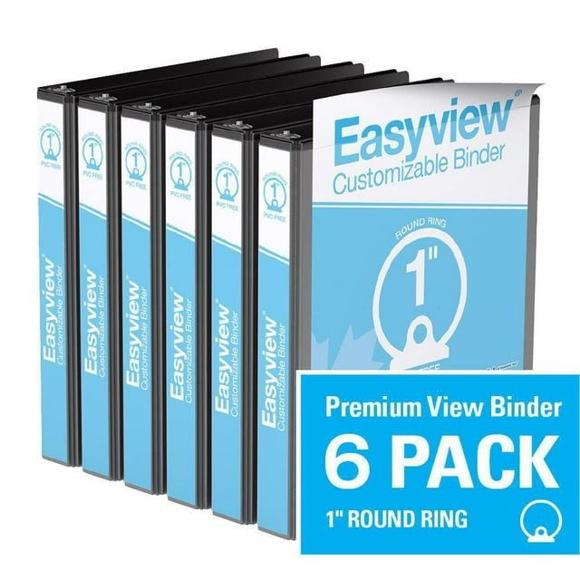 Davis Group, Easyview Premium, Round Ring, Customizable, View Binder, 6 Pack, 1"