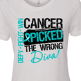 thumbnail image 4 of Inktastic Cancer Picked the Wrong Diva Ovarian Cancer Women's T-Shirt, 4 of 5