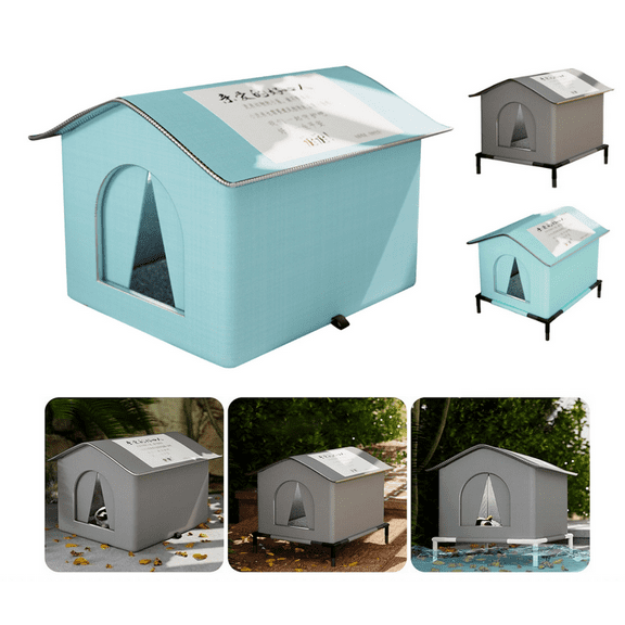 Winter Strays Cats Shelter Nest Waterproof Large Space Cats Pets Tent for Outdoor Use - (Sky Blue, L)