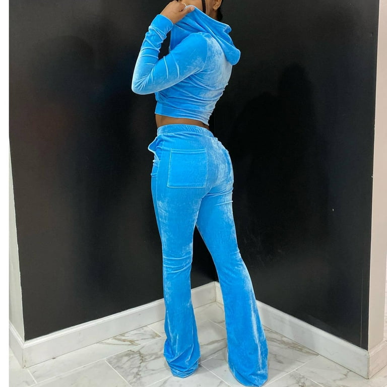 Velour Tracksuit Womens 2 Pieces Joggers Outfits Jogging Sweatsuits Set  Soft Sports Sweat Suits Pants with Pockets 