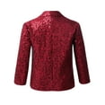 thumbnail image 2 of inlzdz Boys Sequins Slim Fit Formal Tuxedo Blazer Wedding Party Prom Homecoming Dressy Coat Jacket Burgundy 12, 2 of 7