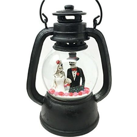 Love Never Dies Skeleton Wedding Couple Water Globe Figurine LED Night Lantern Day of The Dead Dia De Muertos Gift Decor