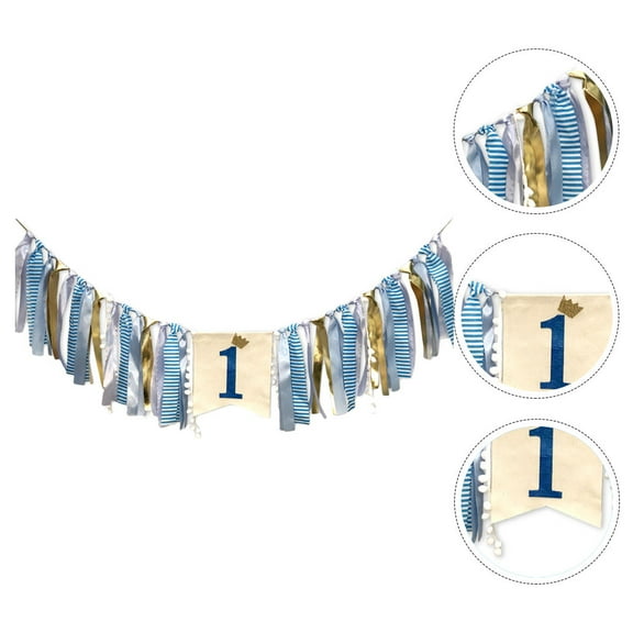 One Highchair Banner Birthday Banner Pull Flag Decor The Banner Props Cloth Baby 200X25CM