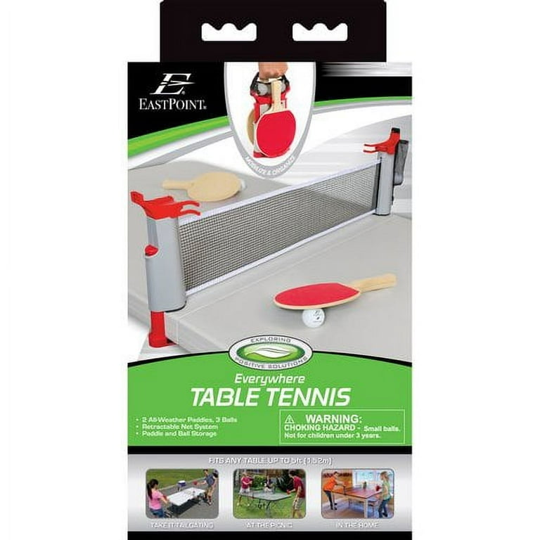 EastPoint Everywhere Table Tennis/Ping Pong Set w/ Retractable Net, Balls &  Paddles/Rackets