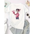 thumbnail image 4 of Casual Cartoon Graphic T-Shirt for Women - Crew Neck Tee with Pink Panther Print - Fashionable Sporty Top for All Seasons - For Women - Suitable for Casual Wear, Sports & Loungewear - Perfect Gift fo, 4 of 8