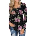 thumbnail image 7 of FOLUNSI Womens Plus Size Long Sleeve Tunic Tops Casual Floral Henley Shirts M-4X, 7 of 7