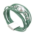 thumbnail image 1 of Moda Mujer Brazalete de material cuero Perla con Brazalete Verde, 1 of 7