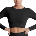 thumbnail image 1 of Top corto de manga larga para mujer, camiseta corta sin costuras para ejercicio, 1 of 7