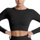 thumbnail image 1 of Top corto de manga larga para mujer, camiseta corta sin costuras para ejercicio, 1 of 7