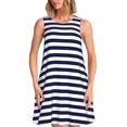 thumbnail image 1 of Fotbe Navy Blue And White Stripes Vestido de Verano sin Mangas para Mujer – Vestido Midi Línea A, Estilo Camiseta Floral, Vestido Playero Casual y Fluido, 1 of 7