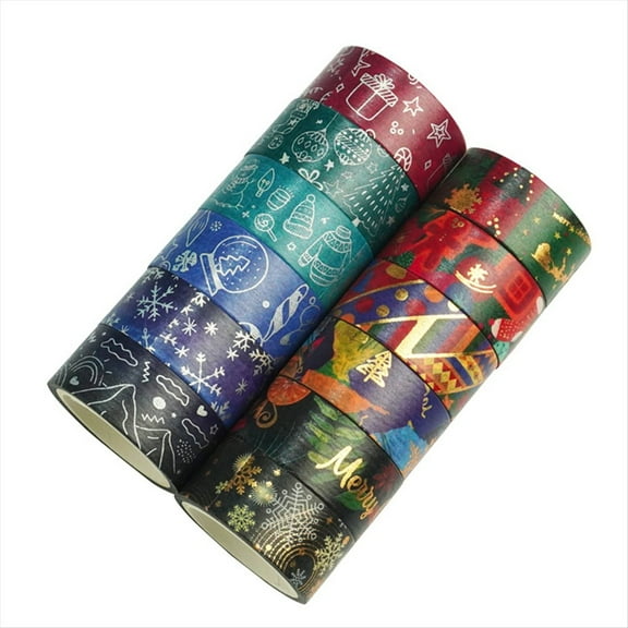 Christmas Washi Tape Set 12 Rolls Winter Embellishment for Arts, DIY Crafts, Journals, Planners, Wrapping