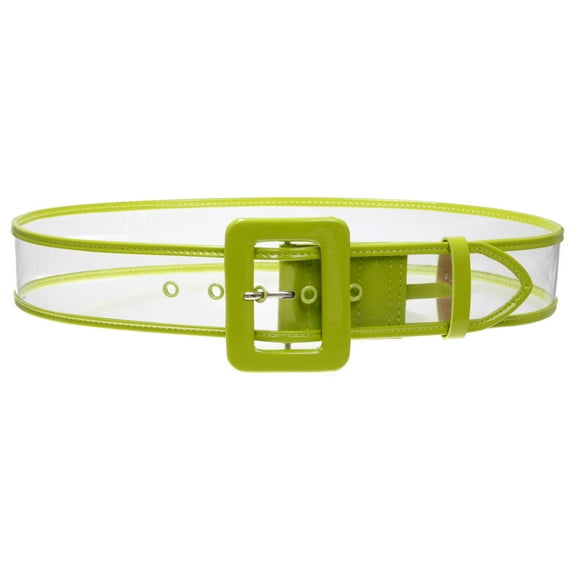 Women's 2" Wide Color-Trimmed Patent Leather Transparent Jelly Clear Belt