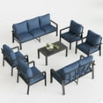 thumbnail image 6 of MRUAKA Aluminum Patio Furniture Set, 9 Pcs Modern Outdoor Sofa Sets, Outdoor Sectional Patio Conversation Set with Coffee Table for Backyard, Poolside, Navy, 6 of 8