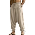 thumbnail image 2 of Daiosportswear Men's Medieval Renaissance Pants Viking Navigator Baggy Harem Pants Pirate Halloween Retro Costume Trousers Khaki XXL, 2 of 8