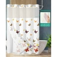 thumbnail image 2 of No Hook Shower Curtain with Snap-in Liner, Spring Butterfly Waterproof Fabric Bathroom Curtains, Animals Country Vintage Art Bath Curtains & Mesh Top Window 72"x96" Extra Long, 2 of 6