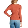 thumbnail image 2 of KOGMO Women's Long Sleeve V-Neck Fitted Rib Rayon Nylon Sweater Top, 2 of 3