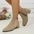 thumbnail image 3 of Suede Chelsea Boots Women Zip up Low Block Heel Pointed Toe Dress Fall Ankle Booties Slip on Stretch Short Boots, 3 of 7