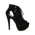 thumbnail image 2 of Qupid AH47 Women Nubuck Peep Toe Lace Up Stiletto Platform Heel, 2 of 6