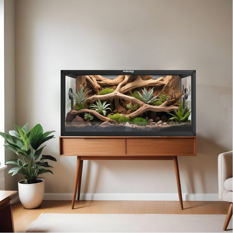 Phailozoo 50-Gallon Reptile Tank, Front Opening Glass Terrarium for Gecko and Snake, 36"L x 18"W x 18"H