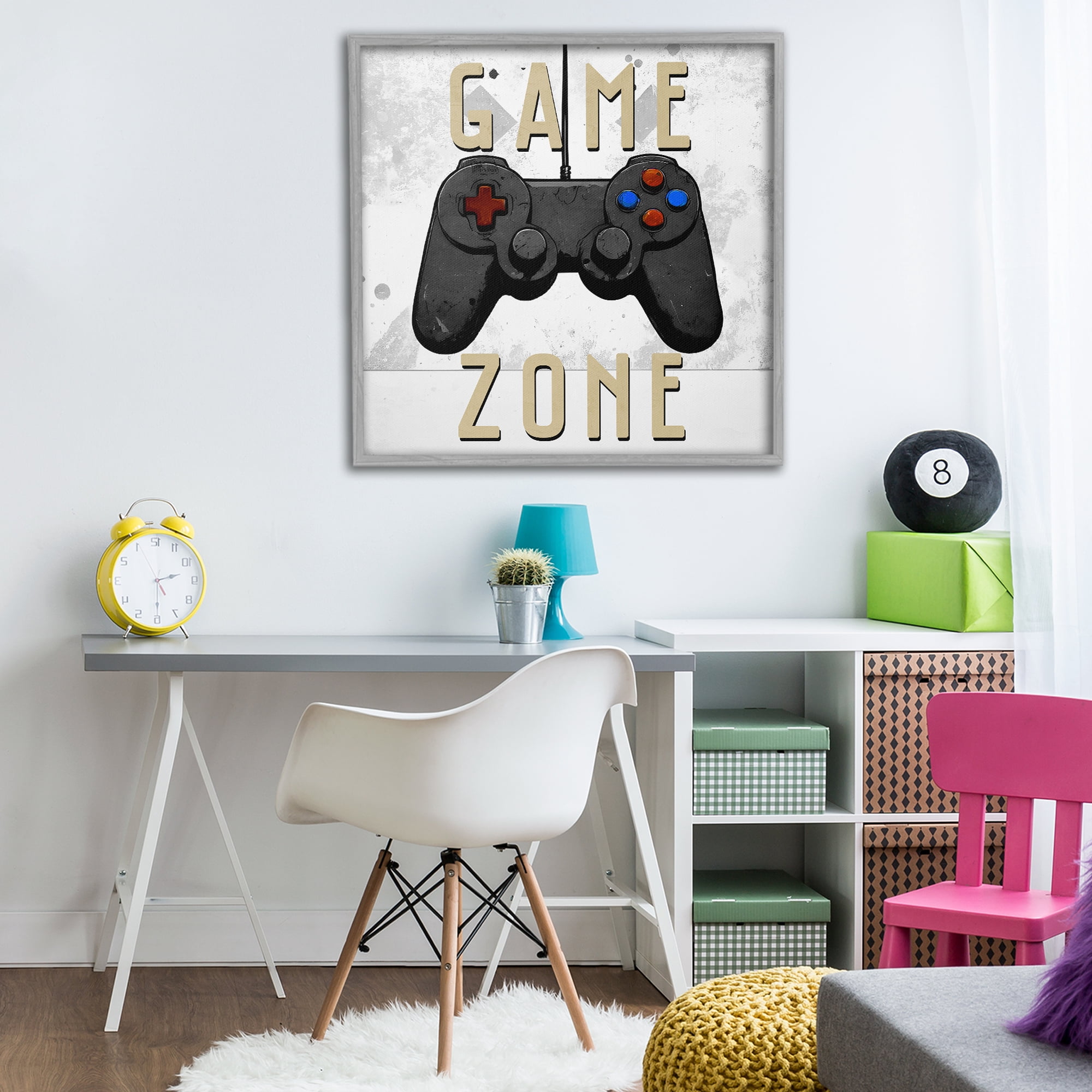 Stupell Industries Game Zone Control Gray Framed Giclee Art, design by Kim Allen